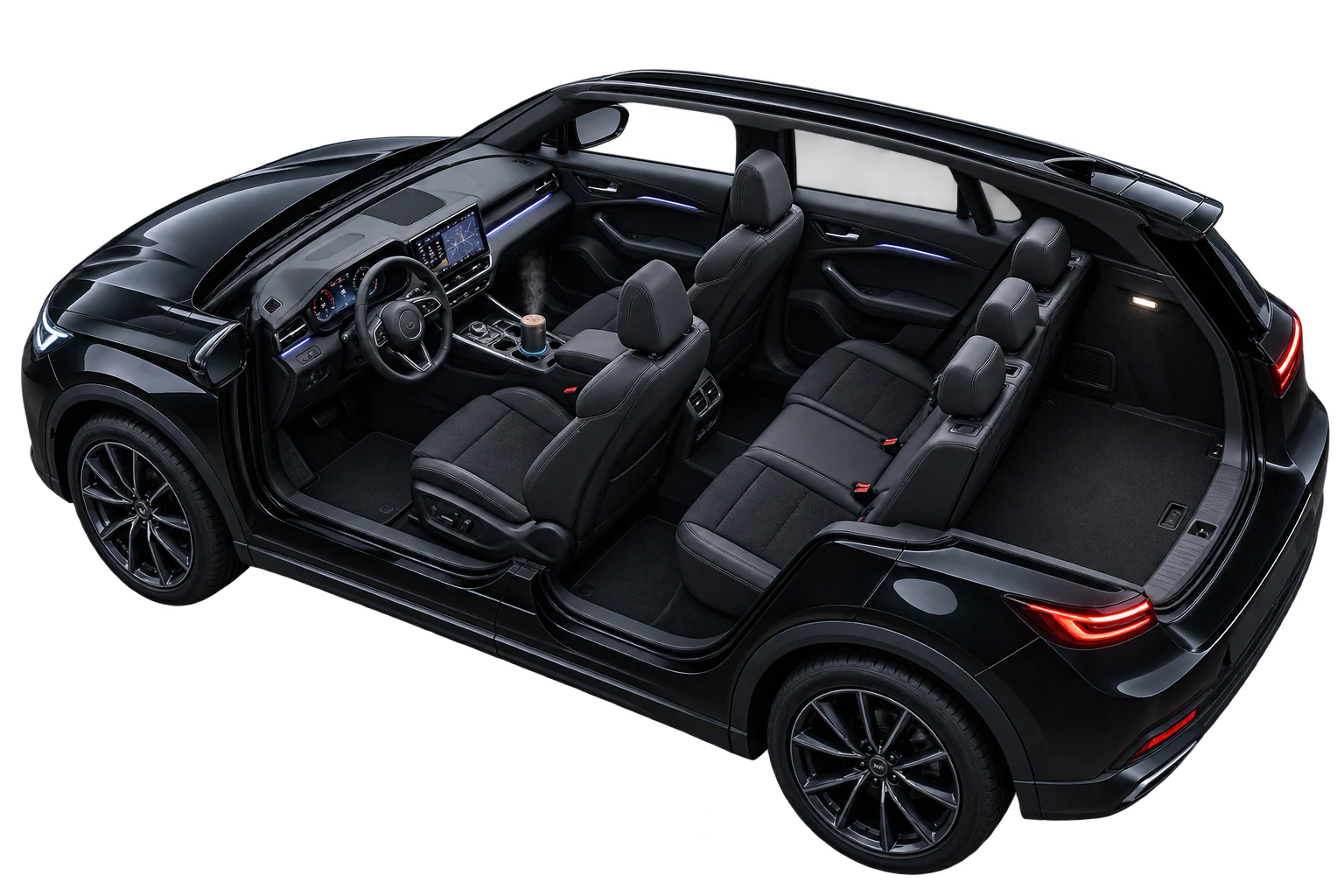 Cutaway illustration of a vehicle interior