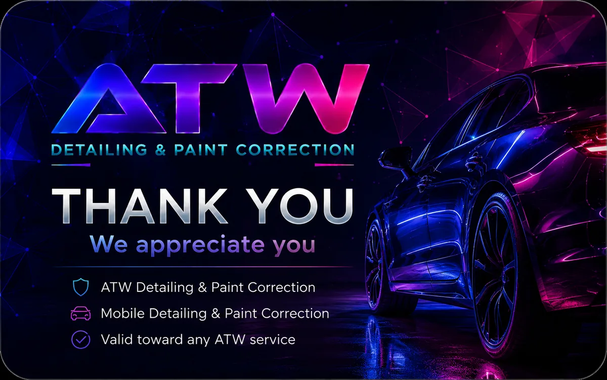 ATW Detailing Thank You gift card