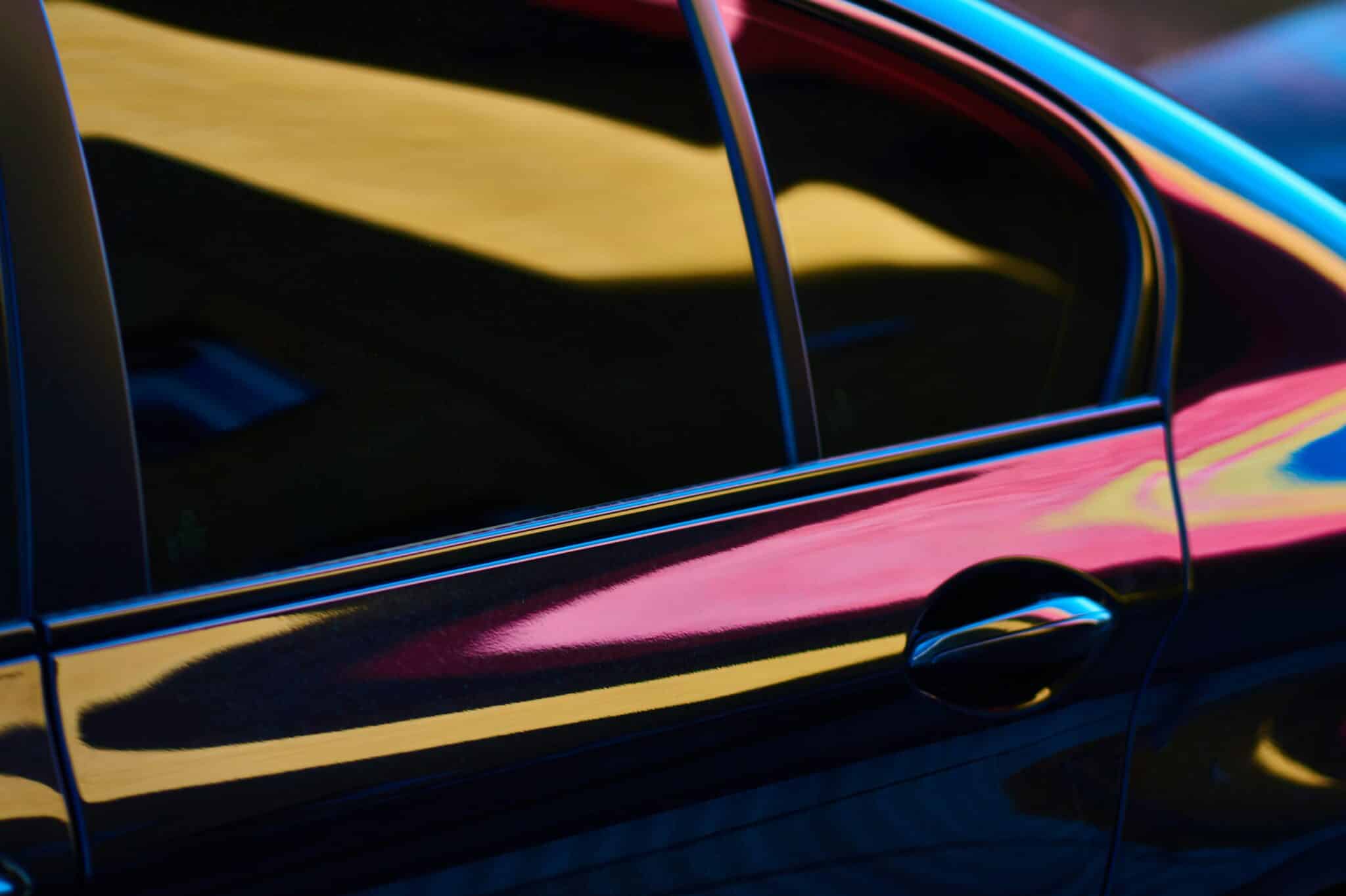 Close view of polished glossy automotive paint