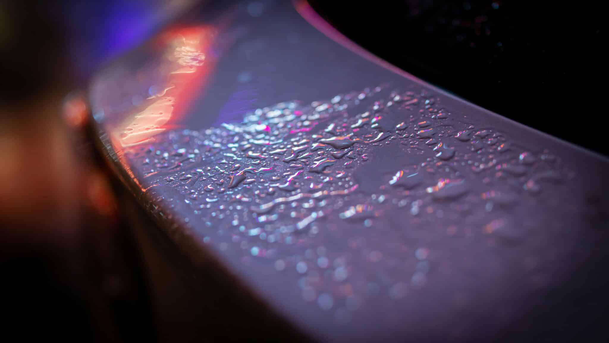 Water beading on a protected vehicle surface